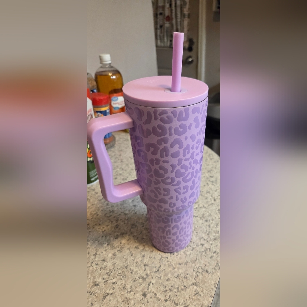 Purple Leopard Print Simple Moderen 40ozTumbler with Straw
